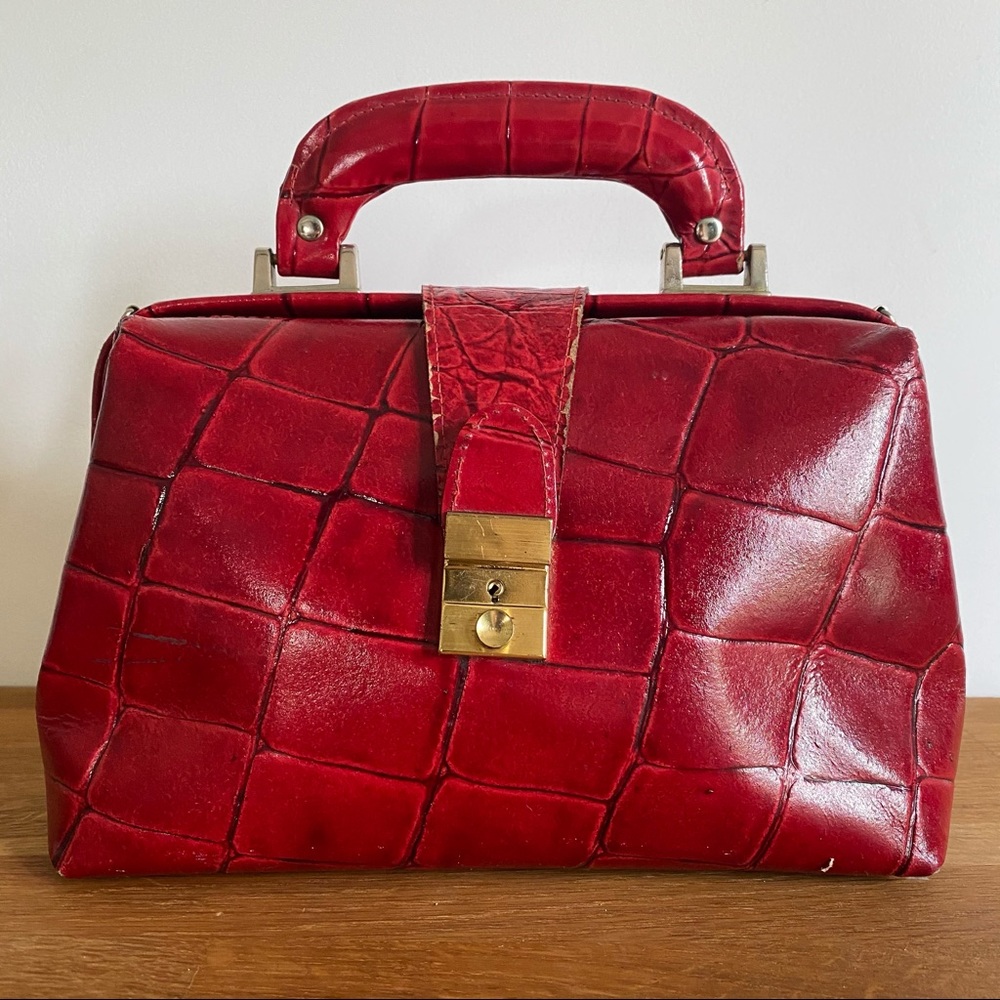 Cherry Red Amelia Berko Vintage Leather Valise